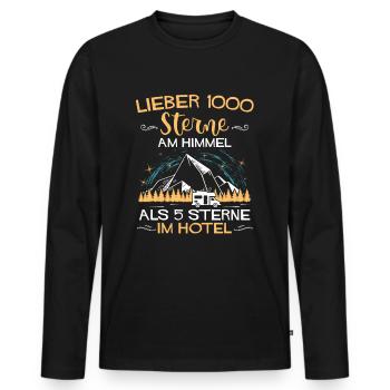 Lieber 1000 Sterne am Himmel als.. Camping Camper - Männer Premium Bio Langarmshirt - Schwarz - Vorne - Nico (187cm)