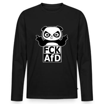 Panda - FCK AfD - Männer Premium Bio Langarmshirt - Schwarz - Vorne - Nico (187cm)