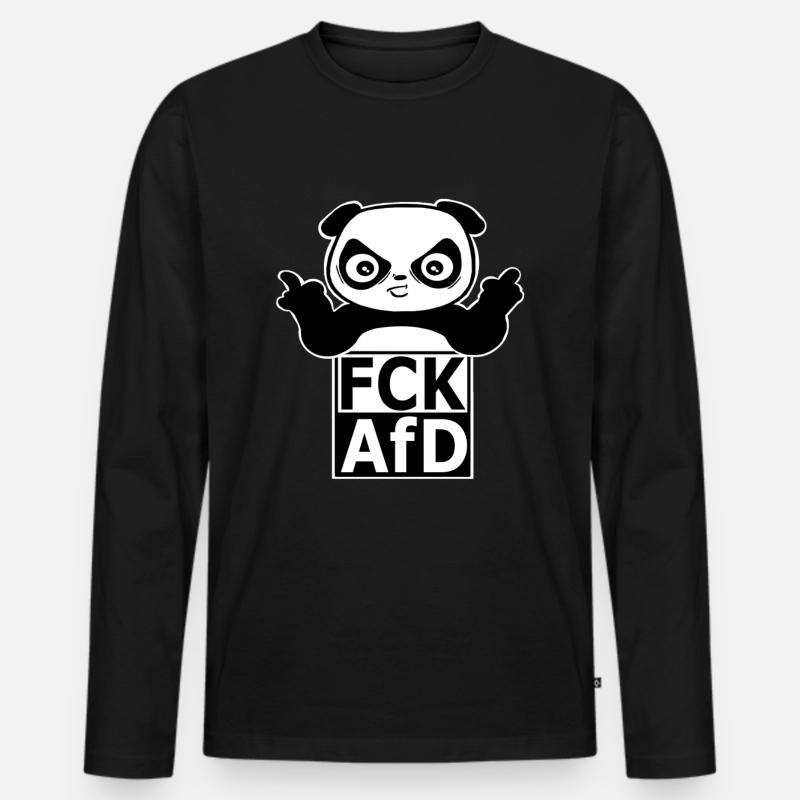 Panda - FCK AfD - Männer Premium Bio Langarmshirt - Schwarz