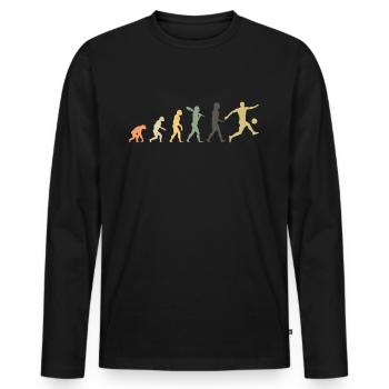 Soccer Evolution Retro | Soccer player gift - Men's Premium Organic Long Sleeve Shirt - black - Front - Nico (187cm)