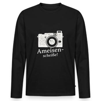 Fotograf Ameisenscheiße! Say Cheese Bitte Lächeln! - Männer Premium Bio Langarmshirt - Schwarz - Vorne - Nico (187cm)