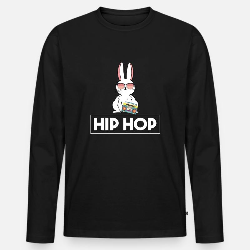 Hip Hop Hase - Männer Premium Bio Langarmshirt - Schwarz