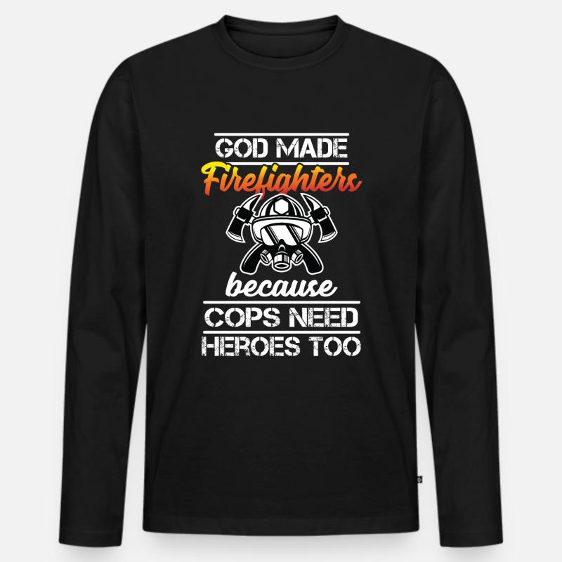 Stolzer Feuerwehrheld - Männer Premium Bio Langarmshirt - Schwarz