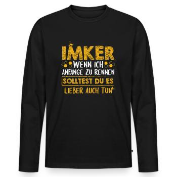 Imker wenn ich anfange zu rennen - Imkerei Bienen - Männer Premium Bio Langarmshirt - Schwarz - Vorne - Nico (187cm)