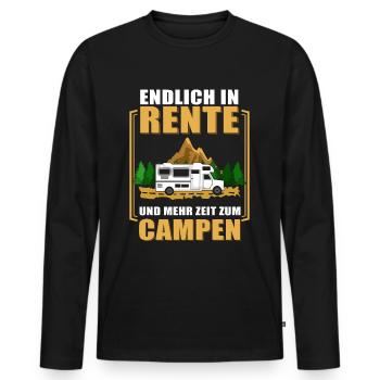 Endlich in Rente u. mehr Zeit zum Campen Wohnmobil - Männer Premium Bio Langarmshirt - Schwarz - Vorne - Nico (187cm)