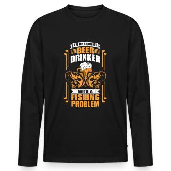 I'm just another beer drinker - Angeln und Bier - Männer Premium Bio Langarmshirt - Schwarz - Vorne - Nico (187cm)