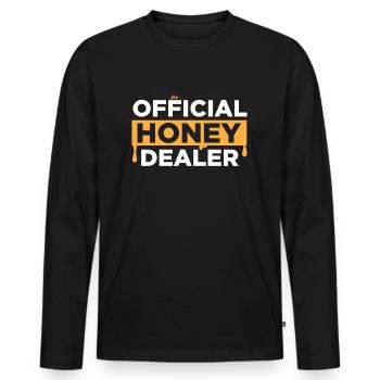 Distributeur officiel de miel - Apiculteur Apiculture de miel - T-shirt manches longues Premium bio Homme - noir - Devant - Nico (187cm)