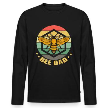 Abeille papa apiculteur apiculture abeilles à miel - T-shirt manches longues Premium bio Homme - noir - Devant - Nico (187cm)