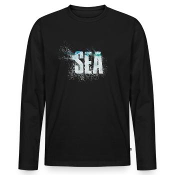 Mer - T-shirt manches longues Premium bio Homme - noir - Devant - Nico (187cm)