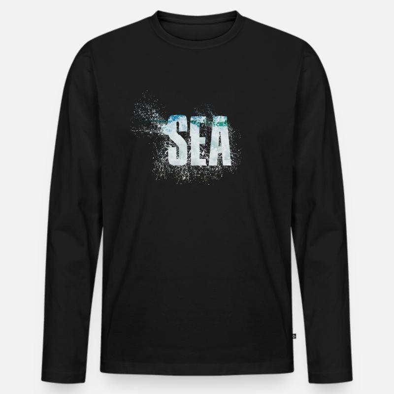 Sea - Männer Premium Bio Langarmshirt - Schwarz