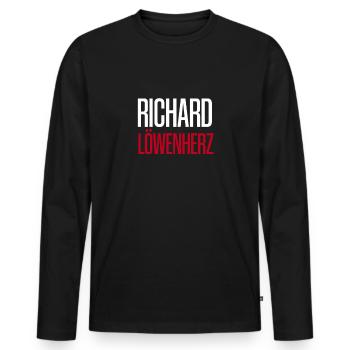 Richard Löwenherz - Männer Premium Bio Langarmshirt - Schwarz - Vorne - Nico (187cm)