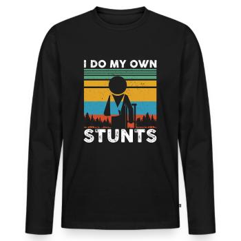 I do my own stunts accident sport accident mountain bike - Men's Premium Organic Long Sleeve Shirt - black - Front - Nico (187cm)
