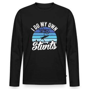 I do my own stunts accident mountain bike sport accident - Men's Premium Organic Long Sleeve Shirt - black - Front - Nico (187cm)