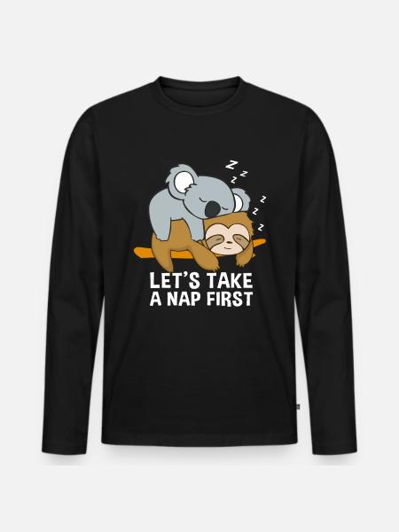 Mocassini koala pigri che dormono fino a tardi - Maglia a manica lunga ecologica premium da uomo - nero