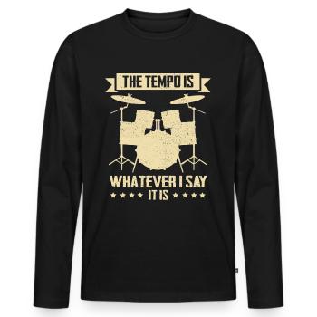 Batteur batterie batteur batterie musiciens - T-shirt manches longues Premium bio Homme - noir - Devant - Nico (187cm)