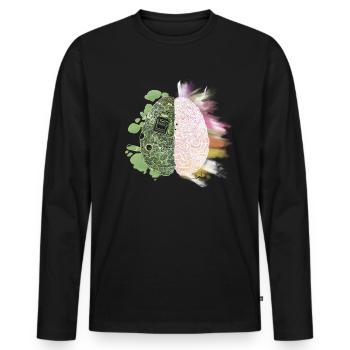 Cerveau négatif - T-shirt manches longues Premium bio Homme - noir - Devant - Nico (187cm)