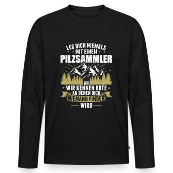 Pilzsammler Pilzsaison Pilze Sammeln Pilzsucher - Männer Premium Bio Langarmshirt - Schwarz - Vorne - Nico (187cm)