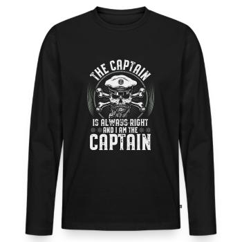 Kapitän Skipper Segeln Yacht Segler Boot Segelboot - Männer Premium Bio Langarmshirt - Schwarz - Vorne - Nico (187cm)