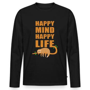 Esprit heureux vie heureuse optimiste paresse - T-shirt manches longues Premium bio Homme - noir - Devant - Nico (187cm)