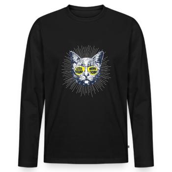Moins de drame plus de techno - T-shirt manches longues Premium bio Homme - noir - Devant - Nico (187cm)