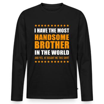 Bruder Geschenkidee Geschenk Geburtstag - Männer Premium Bio Langarmshirt - Schwarz - Vorne - Nico (187cm)