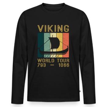 Vikings World Tour Bateau Viking Thor - T-shirt manches longues Premium bio Homme - noir - Devant - Nico (187cm)