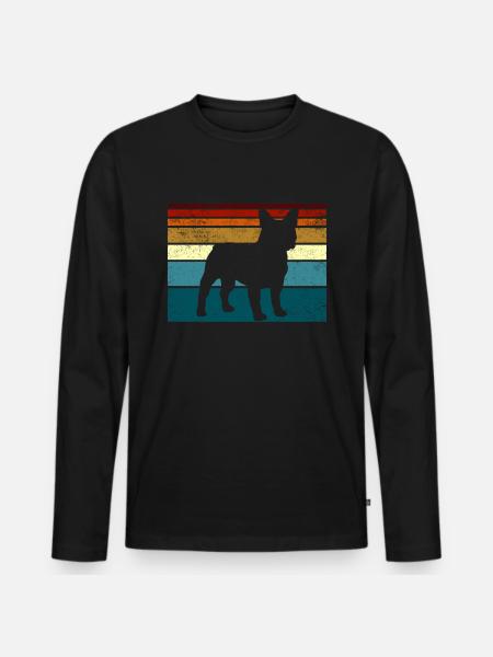 Chien bouledogue français rétro - T-shirt manches longues Premium bio Homme - noir