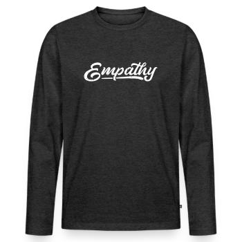 Empathy | Tolerance social solidarity - Men's Premium Organic Long Sleeve Shirt - heather anthracite - Front - Nico (187cm)