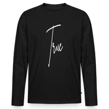 Vraie déclaration vérité - T-shirt manches longues Premium bio Homme - noir - Devant - Nico (187cm)