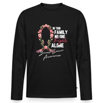 Brustkrebs Schleife Blume Kampf Chemo Geschenk - Männer Premium Bio Langarmshirt - Schwarz - Vorne - Nico (187cm)