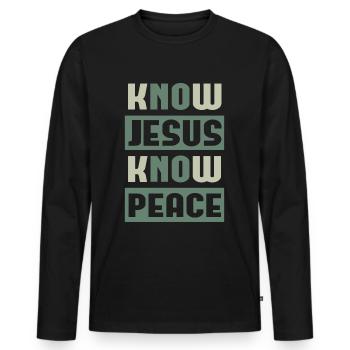 Know Jesus Kirche Gott Christen Geschenk - Männer Premium Bio Langarmshirt - Schwarz - Vorne - Nico (187cm)
