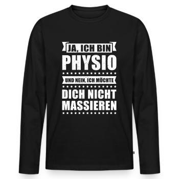 Physiotherapeut Geschenk Ich bin Physio - Männer Premium Bio Langarmshirt - Schwarz - Vorne - Nico (187cm)