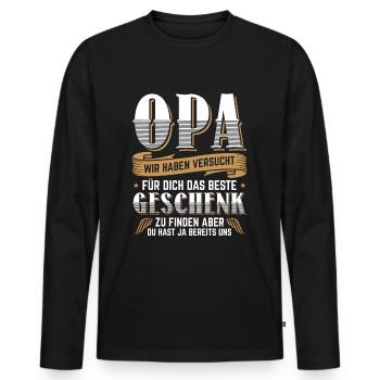 Opa Geschenk Geburtstag Geschenkidee - Männer Premium Bio Langarmshirt - Schwarz - Vorne - Nico (187cm)