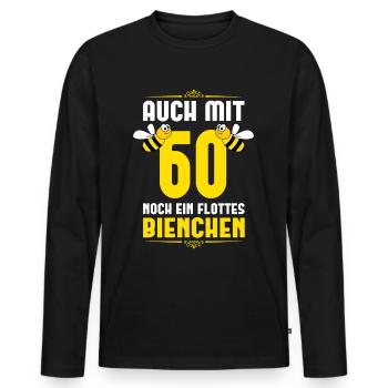 Bienchen 60 Geburtstag Frauen Geschenk - Männer Premium Bio Langarmshirt - Schwarz - Vorne - Nico (187cm)