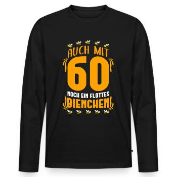 Bienchen Geschenk 60 Geburtstag Frauen - Männer Premium Bio Langarmshirt - Schwarz - Vorne - Nico (187cm)
