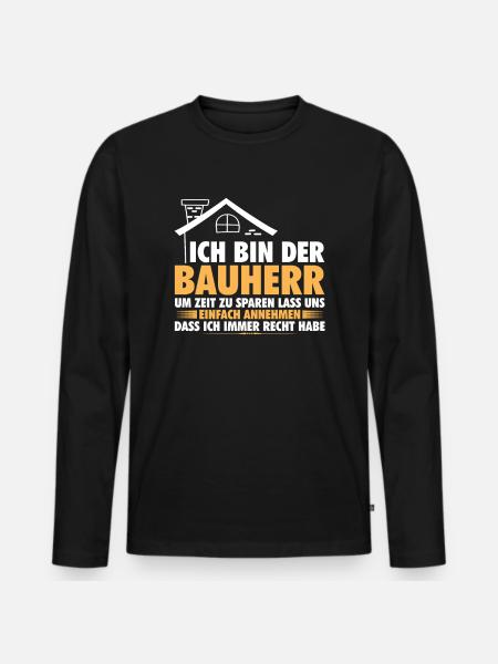 Bauherr Haus Hausbau Richtfest Geschenk - Männer Premium Bio Langarmshirt - Schwarz
