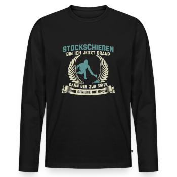 Stockschießen Eisstockschießen Geschenk - Männer Premium Bio Langarmshirt - Schwarz - Vorne - Nico (187cm)