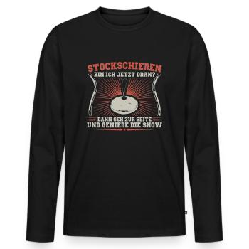 Geschenk Stockschießen Eisstockschießen - Männer Premium Bio Langarmshirt - Schwarz - Vorne - Nico (187cm)