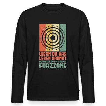 Furzzone | Furz Pupsen Furzen Geschenk - Männer Premium Bio Langarmshirt - Schwarz - Vorne - Nico (187cm)