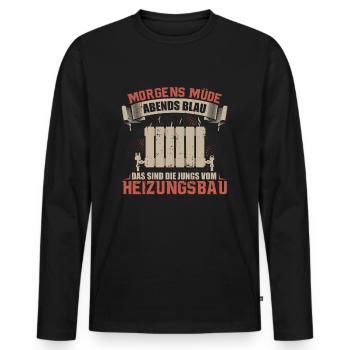 Heizungsbauer Geschenk Anlagenmechaniker - Männer Premium Bio Langarmshirt - Schwarz - Vorne - Nico (187cm)