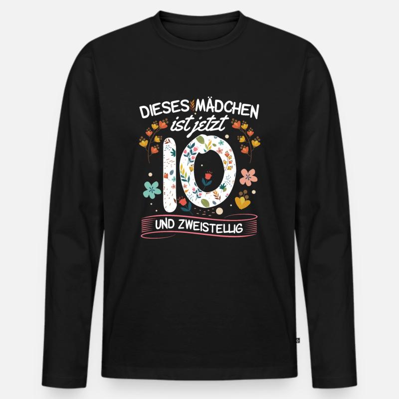 10 Geburtstag Mädchen 10 Jahre Geschenk - Männer Premium Bio Langarmshirt - Schwarz
