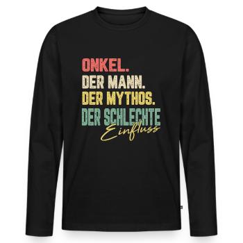 Bester Onkel Schlechter Einfluss Familie Geschenk - Männer Premium Bio Langarmshirt - Schwarz - Vorne - Nico (187cm)