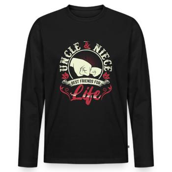 Oncle nièce drôle de cadeau anniversaire B-day - T-shirt manches longues Premium bio Homme - noir - Devant - Nico (187cm)