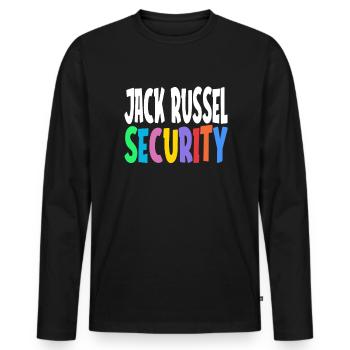 Chien de service de sécurité Jack Russel disant cadeau - T-shirt manches longues Premium bio Homme - noir - Devant - Nico (187cm)
