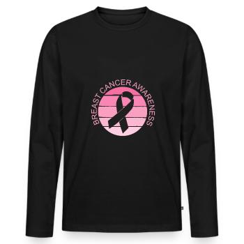 Pink ribbon for breast cancer awareness - Men's Premium Organic Long Sleeve Shirt - black - Front - Nico (187cm)