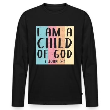 Chrétien chrétien bible dieu cadeau croyant - T-shirt manches longues Premium bio Homme - noir - Devant - Nico (187cm)