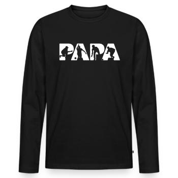 Boccia Papa Shirt, Papa Boccia Vater Geschenke für Männer - Männer Premium Bio Langarmshirt - Schwarz - Vorne - Nico (187cm)