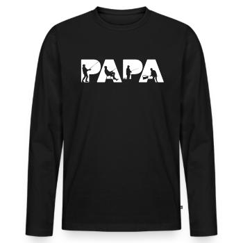 Chemise de papa de pêche, cadeaux de mari de pêche pour hommes - T-shirt manches longues Premium bio Homme - noir - Devant - Nico (187cm)