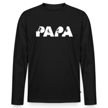 Chemise de papa d'escalade, mari d'escalade - T-shirt manches longues Premium bio Homme - noir - Devant - Nico (187cm)
