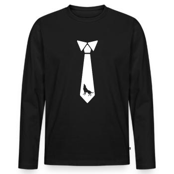 Wolf tie wolves animal dog pack gift - Men's Premium Organic Long Sleeve Shirt - black - Front - Nico (187cm)
